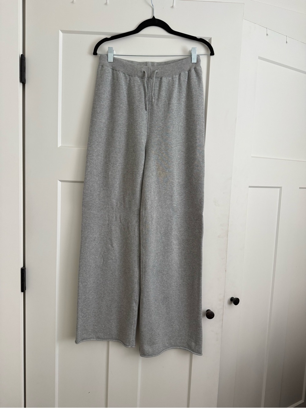 Casual Wide-Leg Knit Lounge Pants in Gray